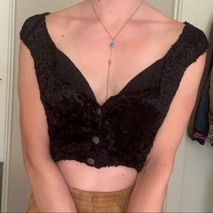 Velvet button up crop top.